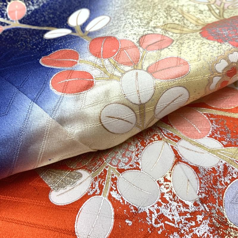 505ag17,赤いしごき■七五三 七歳 女児 着物&袋帯&長襦袢 扇 萩■