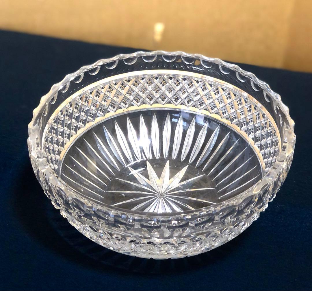 《R》茶道具 硝子 水指 カットガラス ボウル　250714E2