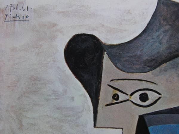 ピカソ、帽子をかぶった女、希少画集画、新品額装付