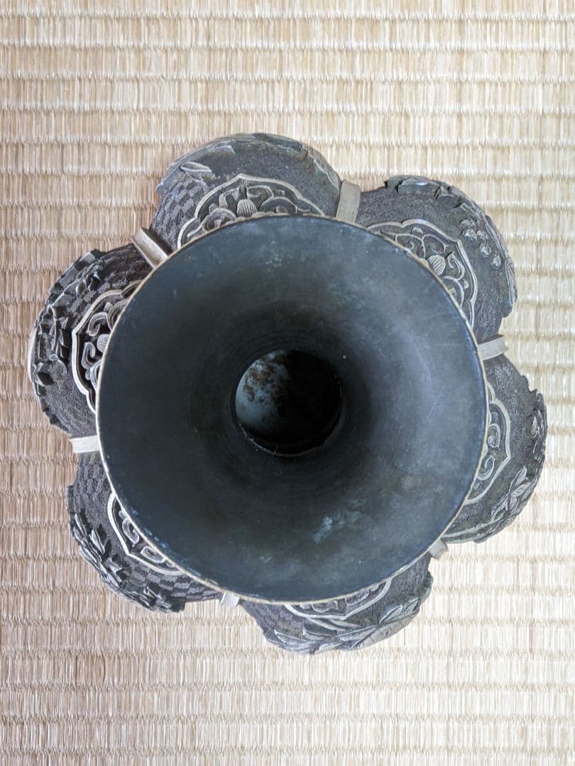 ♦ 中国美術工芸品 阿古陀形 四季花卉図文 瓶 置物飾り オブジェ 骨董品