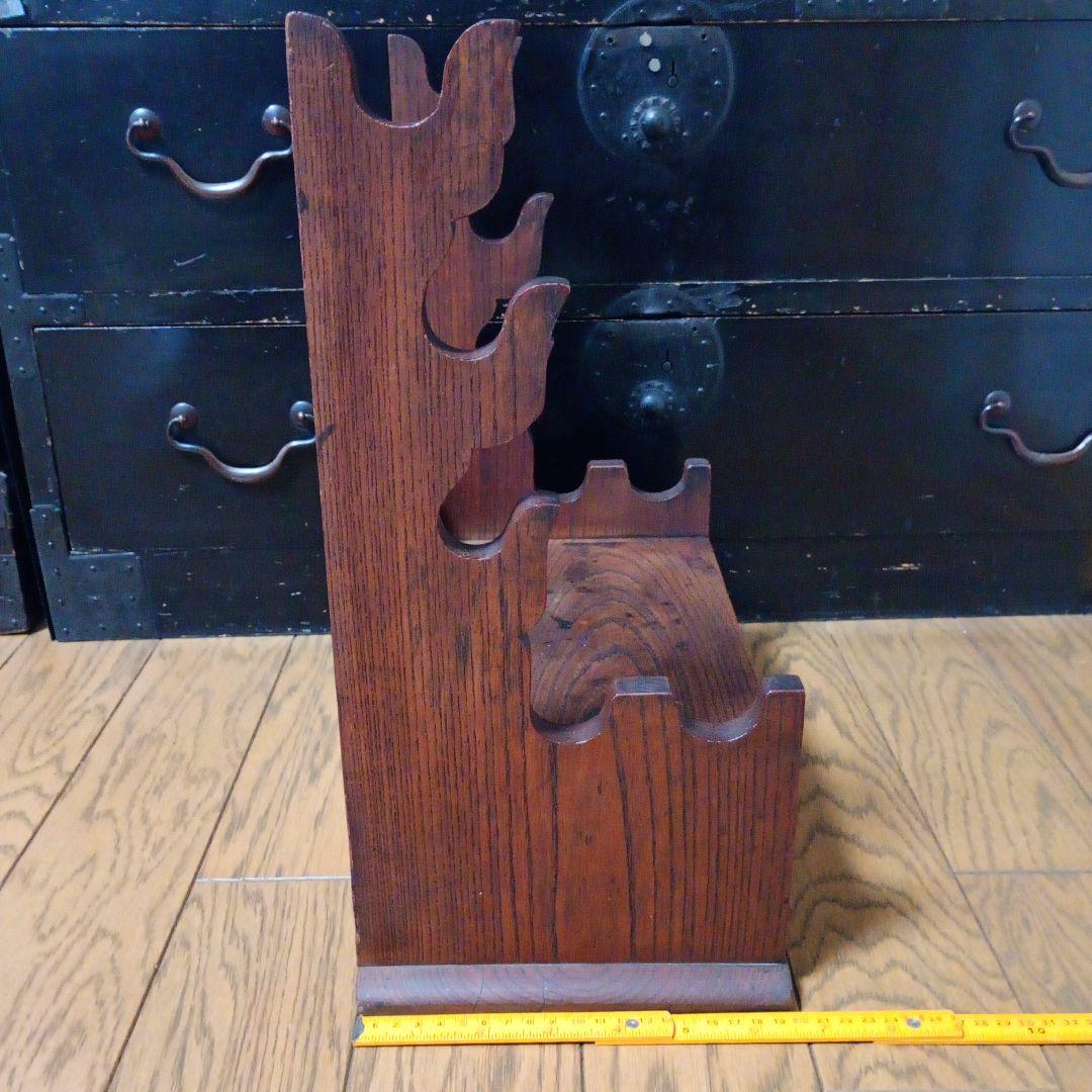 刀掛け台　5本掛け　無垢材　引き出し付　武具　日本刀