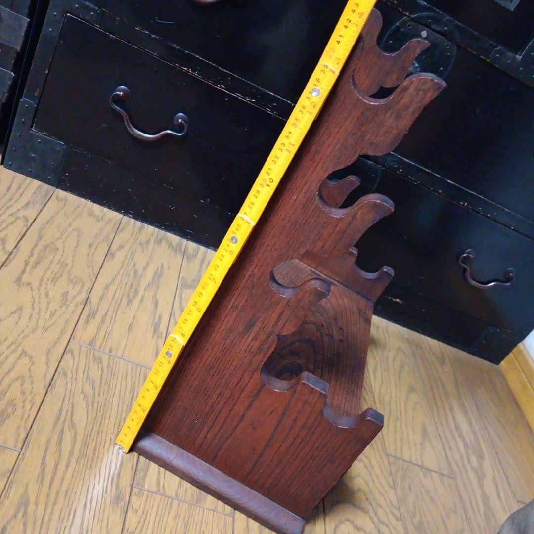 刀掛け台　5本掛け　無垢材　引き出し付　武具　日本刀