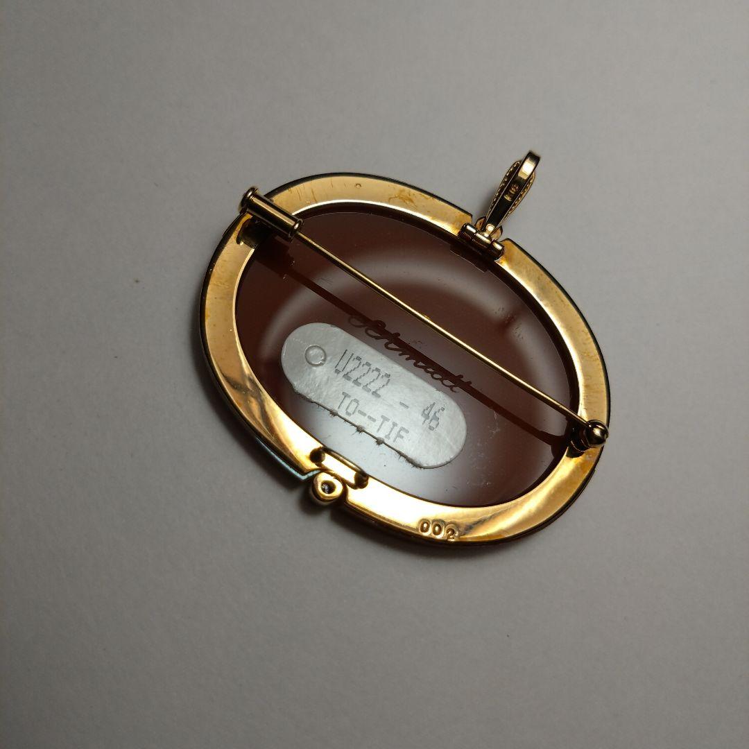 K18　カメオの　ブローチ　ペンダントトップ　18金　750　ダイヤモンド