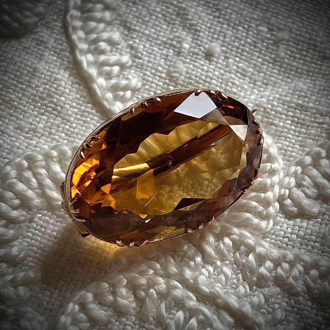 k10 イギリス　ジョージアン　シトリンブローチ