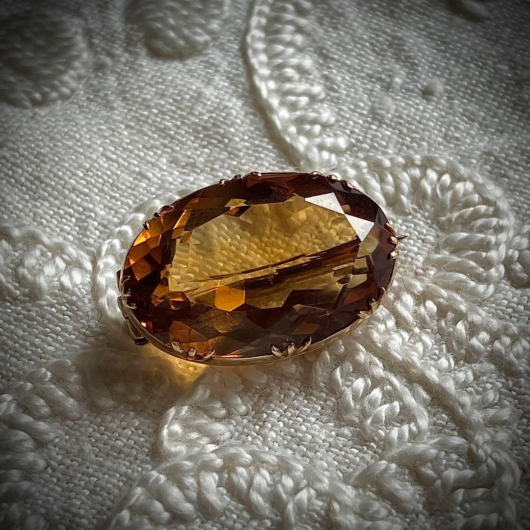 k10 イギリス　ジョージアン　シトリンブローチ