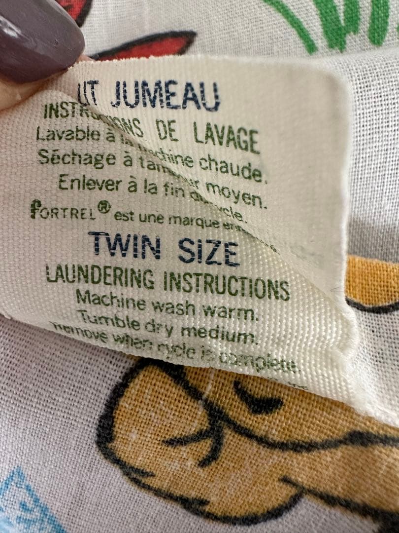 アニマル動物柄ヴィンテージ  シーツ　ムチャチャkeikiiiブーフーウー古着