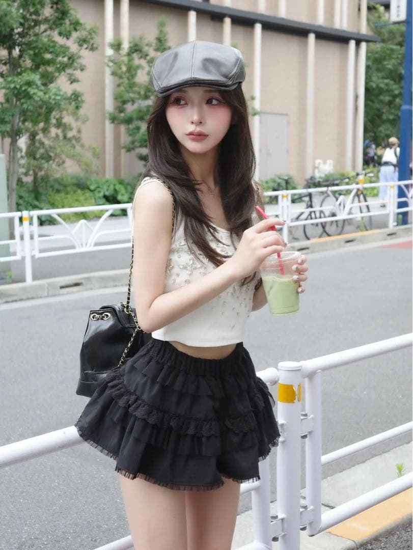 新品タグ付 ホワイト ダーリッチ ジュエリーリブノースリトップス フリー