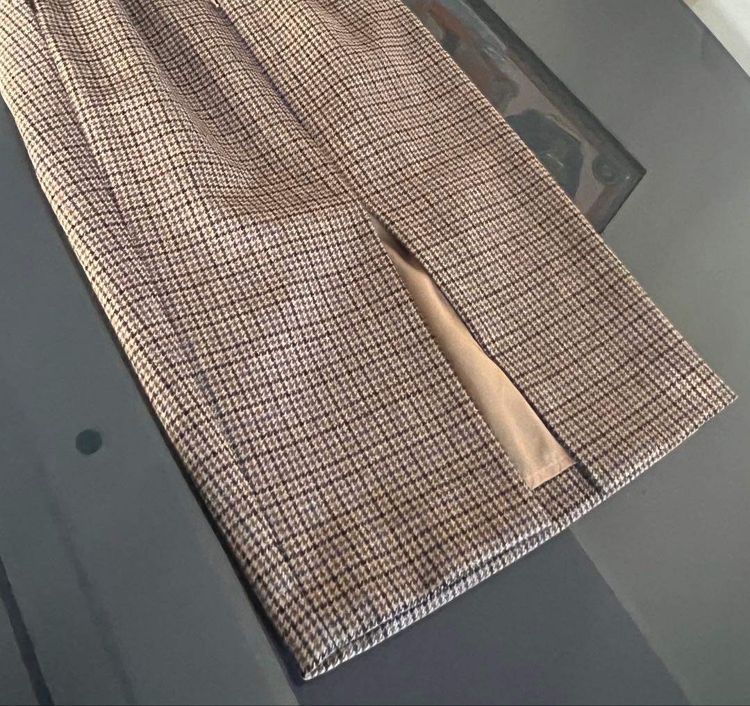 メゾン・マルジェラウール キャメル ミディスカートチェック柄タイトスカート