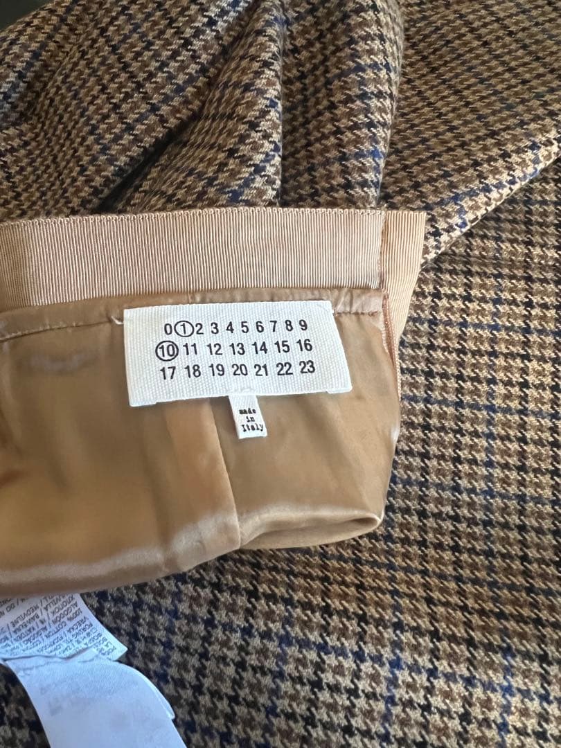 メゾン・マルジェラウール キャメル ミディスカートチェック柄タイトスカート