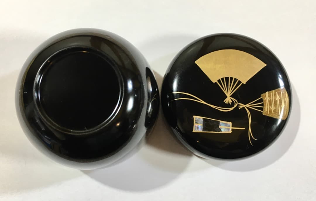 棗 黒扇面 螺鈿 茶入 茶道具 茶道 茶器 蒔絵 箱入り