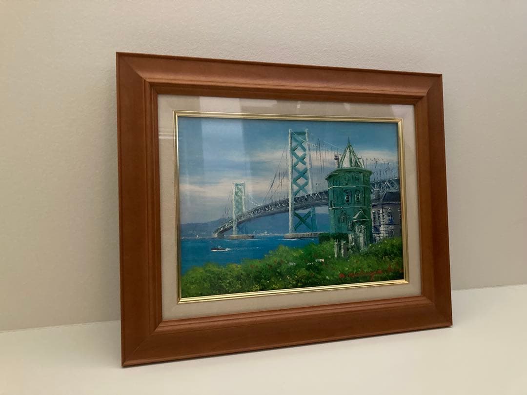 小林幸三 絵画 明石海峡大橋 風景画 額縁付き 新品 未使用 インテリア