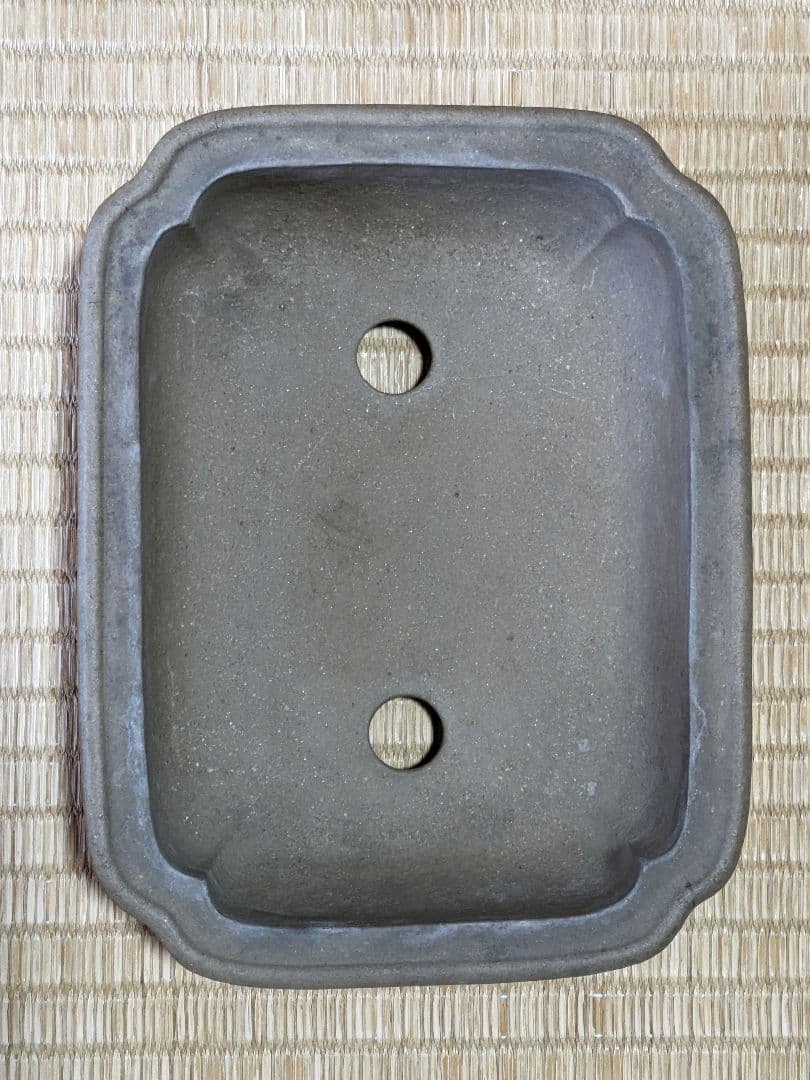 ♦中国？宜興窯 梨地 隅切り長方形ミニ盆栽鉢 小品盆栽鉢 古美術品 骨董品