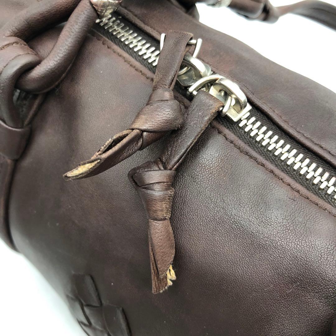 ボッテガヴェネタ　ミニボストンバッグ ダークブラウン イントレチャート