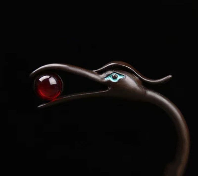 銅 細工 鶴蓮華薫製香炉 炉弔り 執務室 応接間 茶室 書斎薫香炉 工芸品 置物