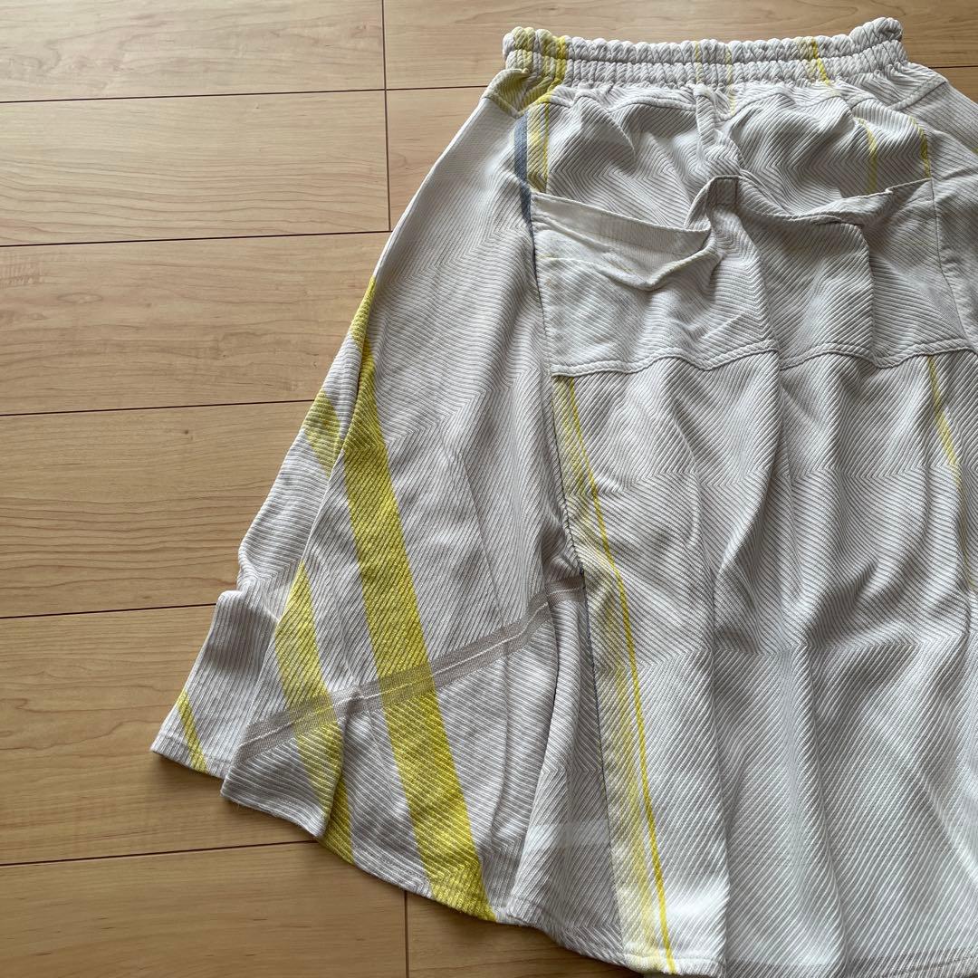 ストライプ フレアスカート ホワイト/イエロー