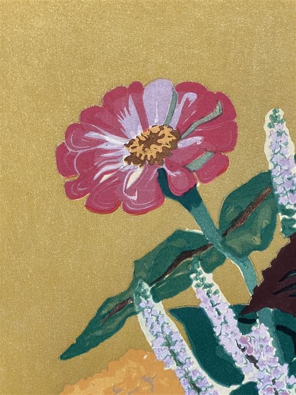 ゆ*♪様 「真作」小倉遊亀「紫蘇の花」木版画　11/280　証書付き