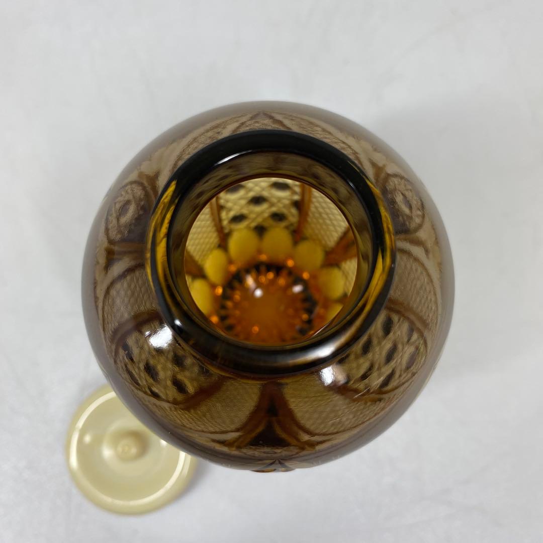 黒木国昭　綾切子　アンバーパープル二色切子茶入　共箱トニコ東さ7-0219☆2F