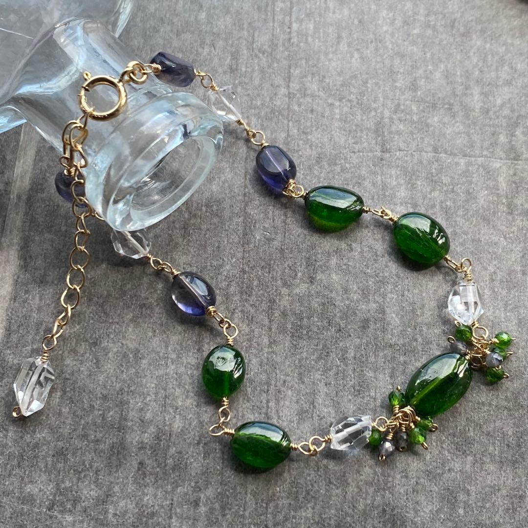 【専用です】14kgf✴︎クロムダイオプサイトブレスレット・水晶サファイアピアス