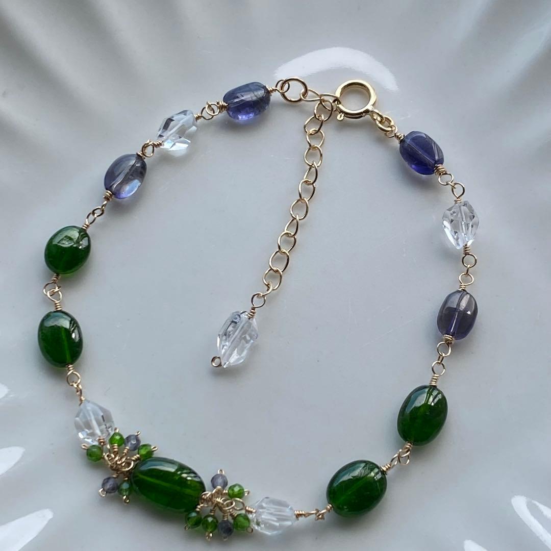 【専用です】14kgf✴︎クロムダイオプサイトブレスレット・水晶サファイアピアス