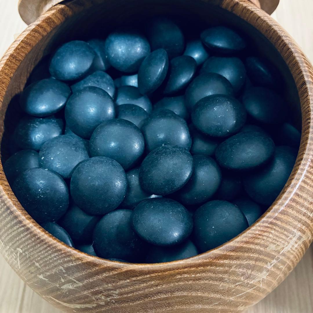 【状態良好】蛤碁石 那智黒碁石　極厚38号〜40号　碁笥　セット