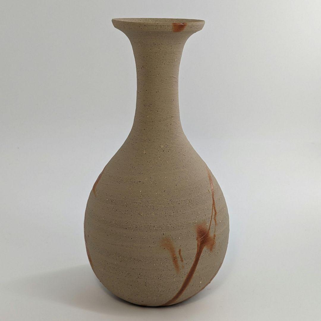 岡山県重要無形文化財 山本出 備前焼 緋襷一輪花入 花器 花瓶 フラワーベース