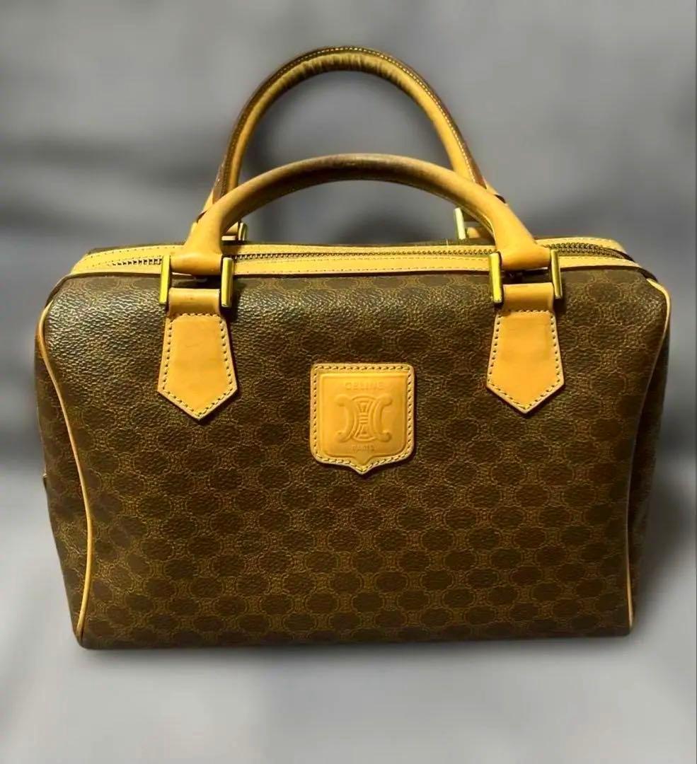 CELINE ⭐︎ブラウン⭐︎マカダム柄ミニボストンハンドバッグ