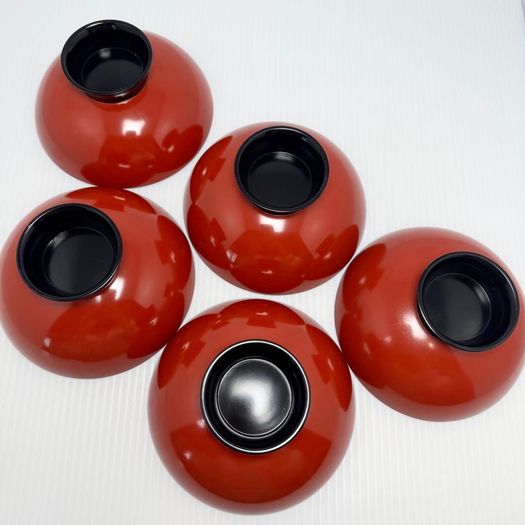 輪島塗 蓋付き椀 沈金 5客セット 漆器 伝統工芸 陶芸 漆器 赤