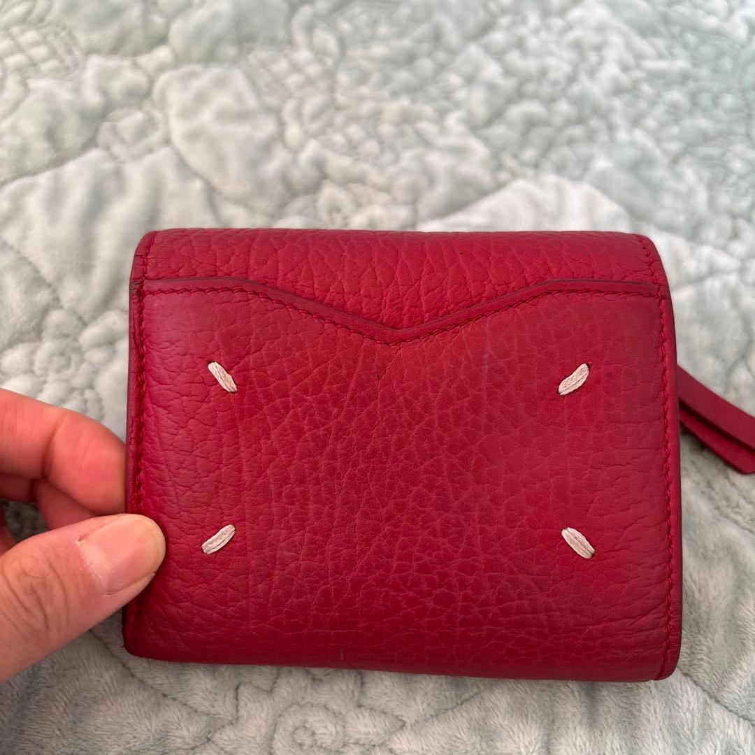 Maison Margiela レザー三つ折り財布 レッド