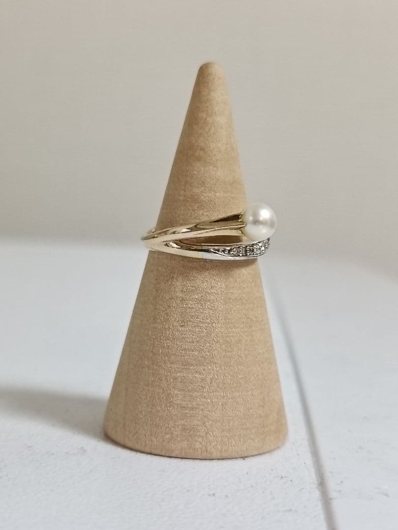 サボちゃん◇フェスタリア　淡水パールとダイヤモンドのピンキーリング