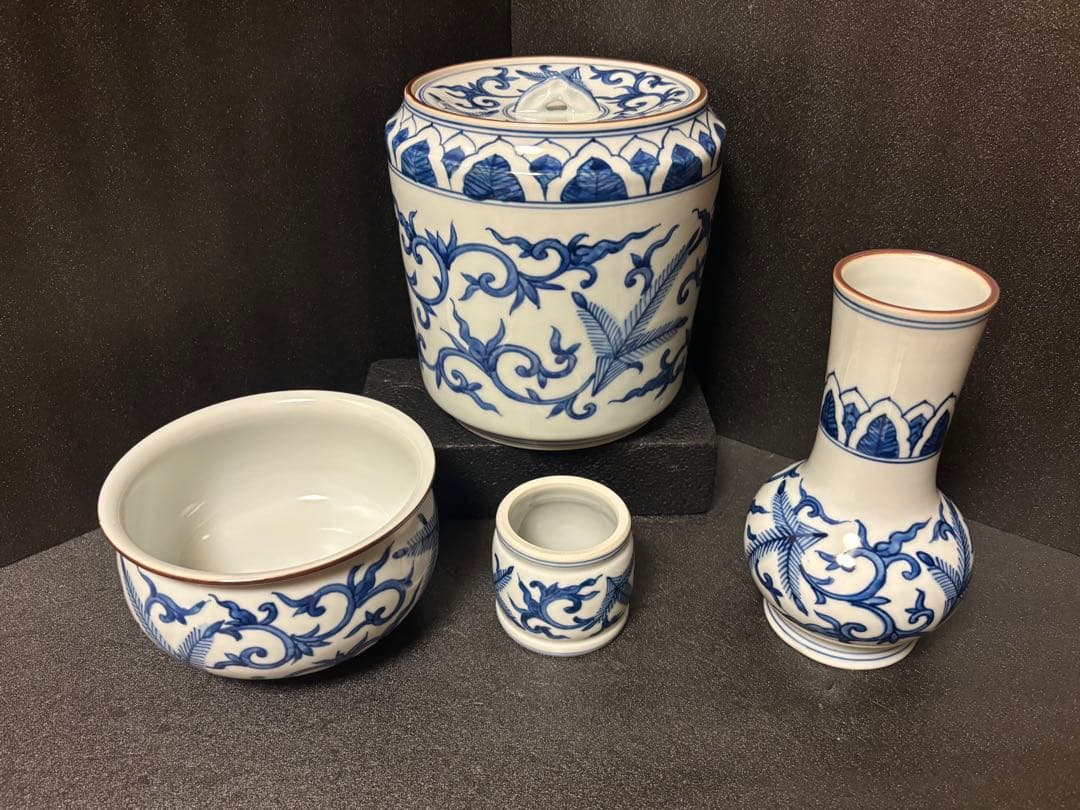 皆具 平安白鳳 茶道具　未使用　染付　有田焼　箱付