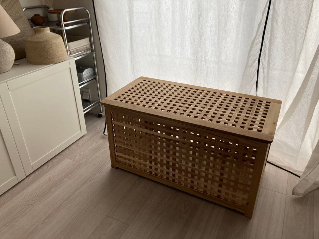 【IKEA】　　HOL ホール リビングテーブル 収納付き アカシア材