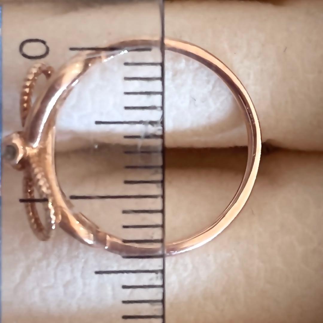 最終値下げ　agete K10 PG ダイヤモンド ピンキーリング　リボン