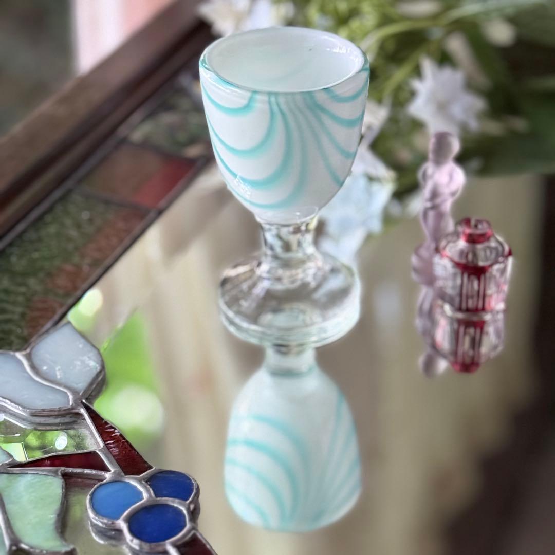 2190様感謝‼️愛らしい薄荷色の氷コップ‼️水色❌乳白氷コップ 1客