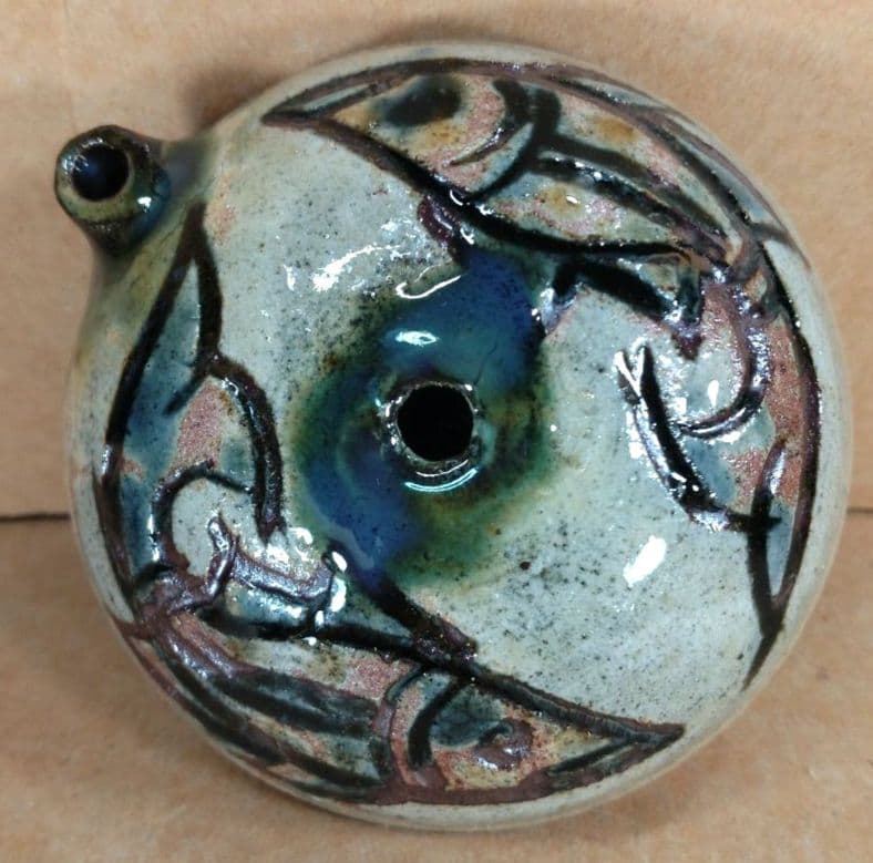 【本物保証】金城次郎 水滴(魚紋水滴）共箱 栞 人間国宝 壷屋焼 壺屋焼 美品