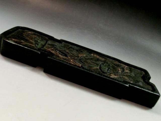 墨■魚戯蓮葉西林光漾遠堤 採蓮發清謳争出越来溪 古墨 老墨 唐墨 古玩 骨董品■