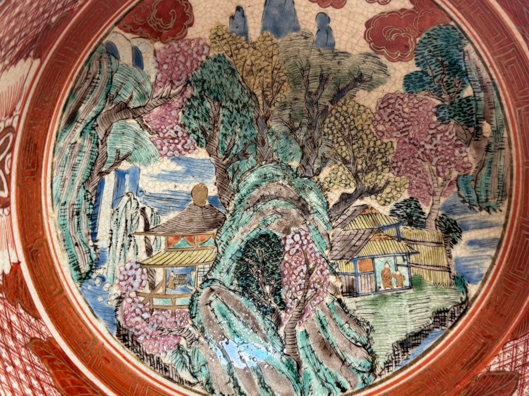 江戸晩期　古九谷　大鉢　アンティーク　木箱入　送料込み251107