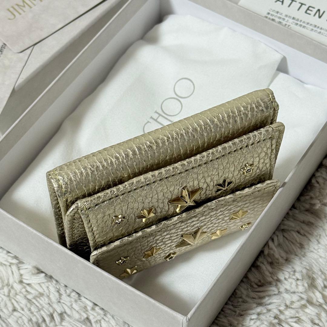 ⭐️新品未使用⭐️　ジミーチュウ　NEMO　スタースタッズ　三つ折り財布　ゴールド