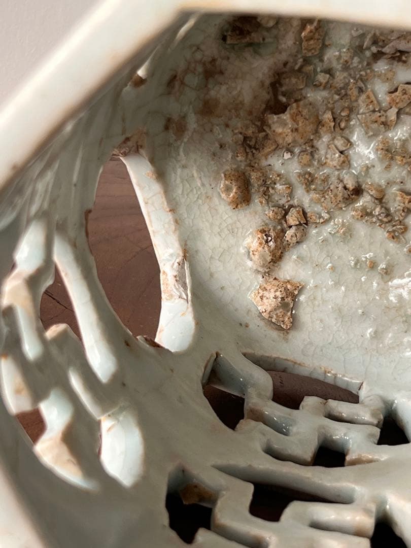 李朝 白磁 卍文透彫六角筆筒 李朝初期 高麗 柳宗悦 民藝館