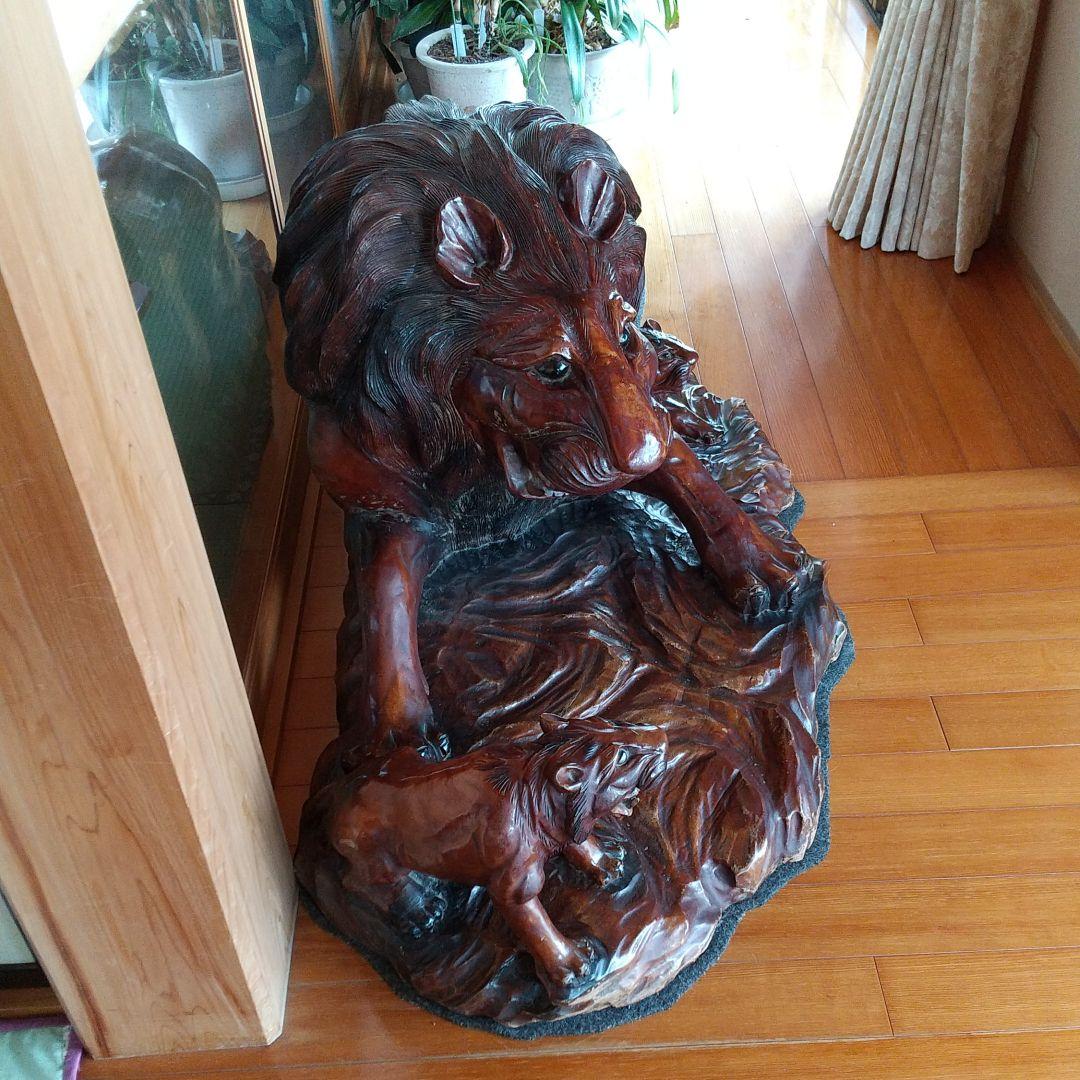 ライオン 木彫り 店舗 インテリアなど