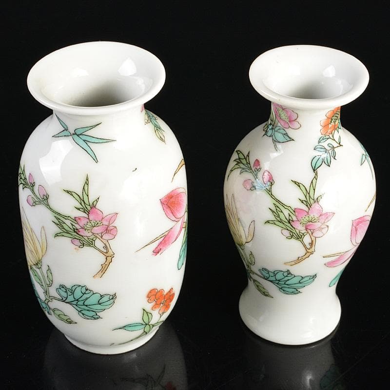 中国　中国景徳鎮款　粉彩　花文　小瓶　2点まとめて　V　R6685