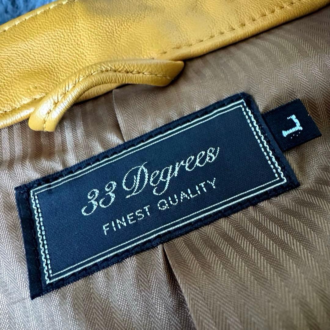 33Degrees マスタード シングルライダースジャケット L ラムレザー