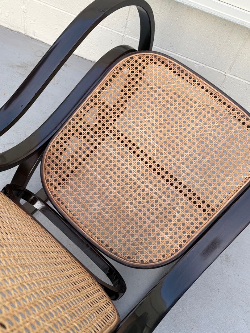 最後新品未使用　ラタン　ロッキングチェア　昭和レトロ　ミッドセンチュリー　曲げ木