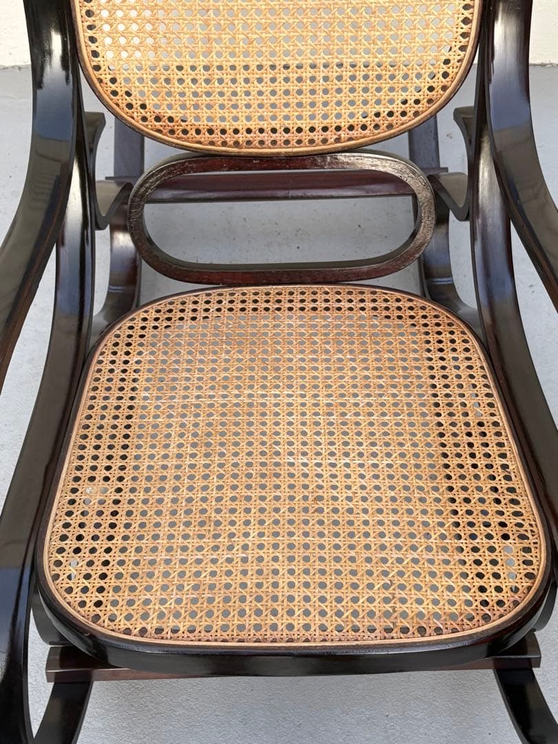 最後新品未使用　ラタン　ロッキングチェア　昭和レトロ　ミッドセンチュリー　曲げ木