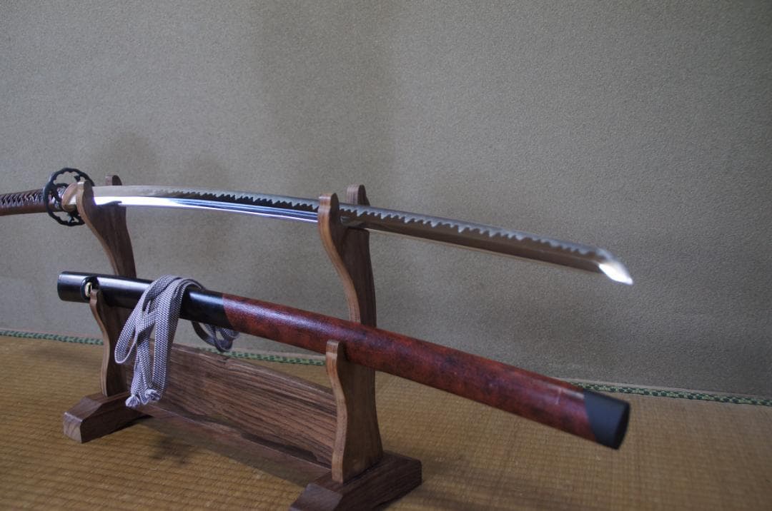 「週末特価」革巻き柄　塗分鞘　美術模擬刀　72cm　963g