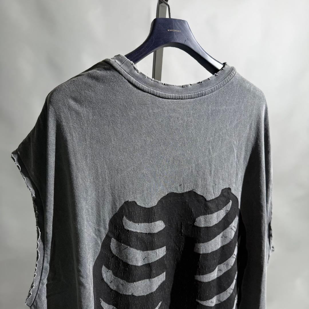 DANKE SCHON ボーンプリントデストロイノースリーブカットソー M