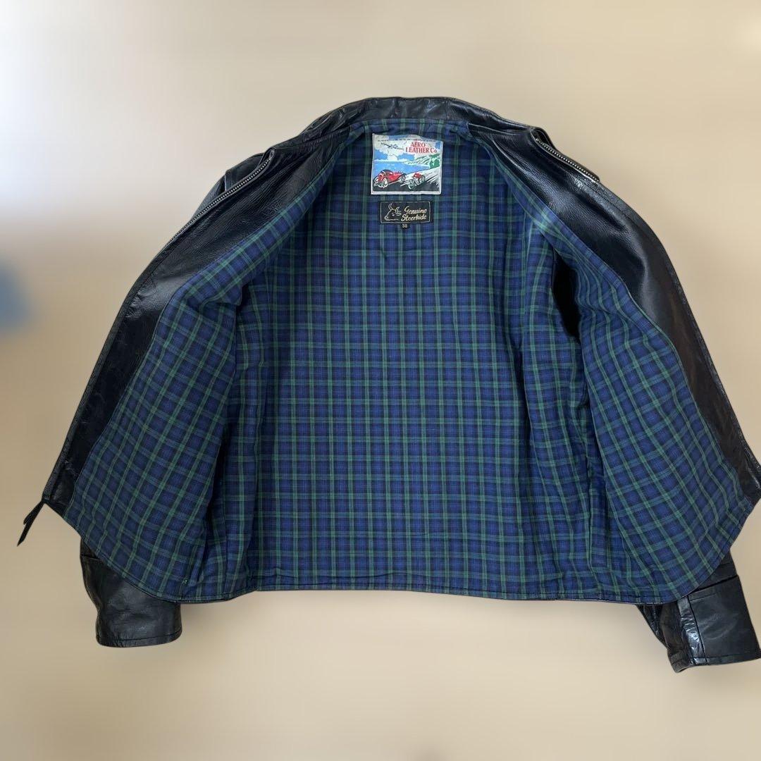 AERO LEATHER ブラック シングルライダースジャケット