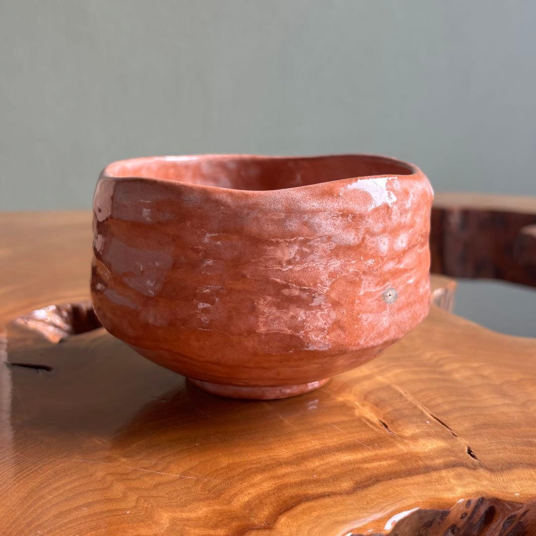 渓古石香作（谷古石香）伊曾嶋窯 抹茶碗 赤楽 楽焼 茶道具 共箱(304Aa)