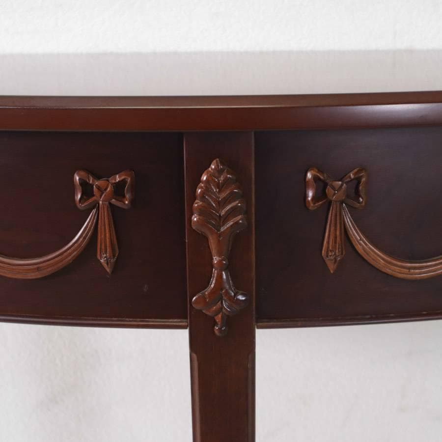 リンホーリン リボン装飾 ハーフムーン型 コンソール サイドテーブル