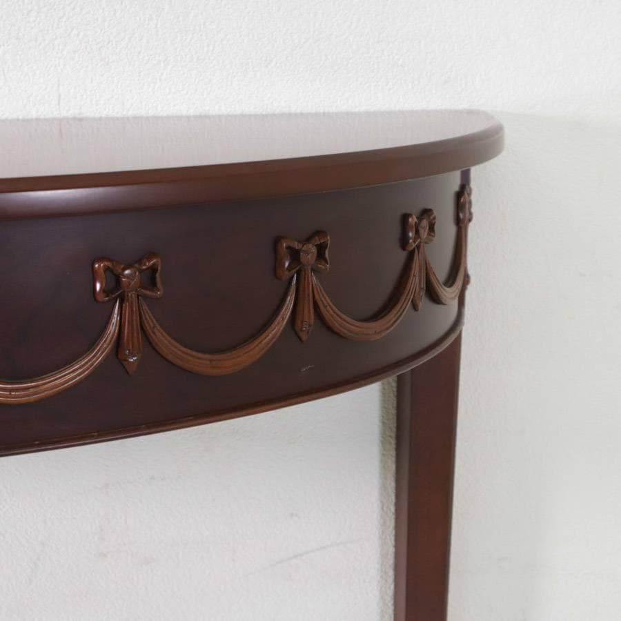 リンホーリン リボン装飾 ハーフムーン型 コンソール サイドテーブル