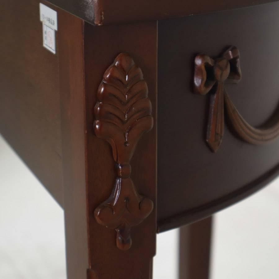 リンホーリン リボン装飾 ハーフムーン型 コンソール サイドテーブル